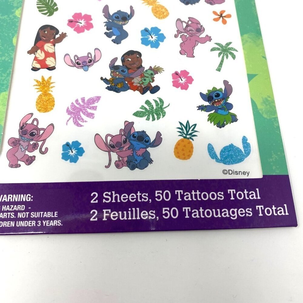 Disney's Stitch And Lilo Temporary Tattoos 2 Sheets 50 Tattoos Party Dress Up - Picture 2 of 5
